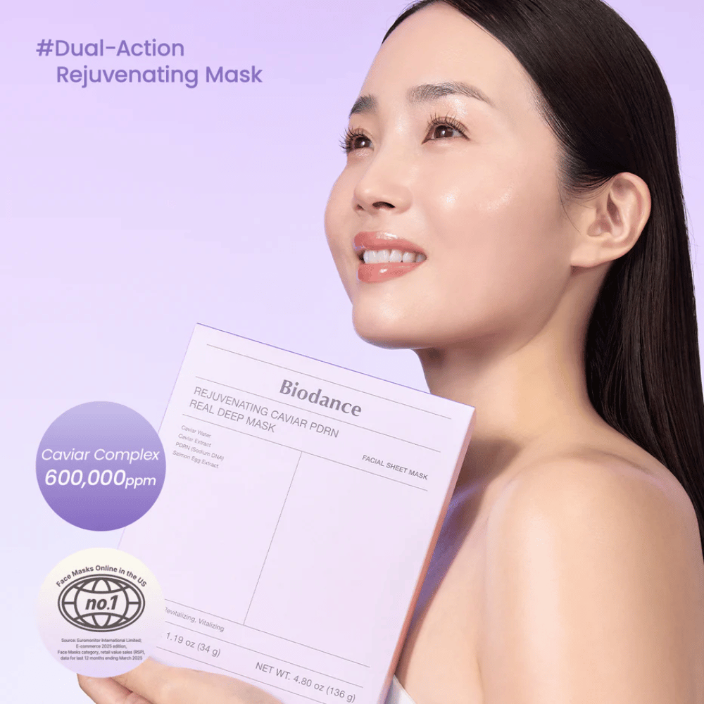 Produktbilde av Biodance Rejuvenating Caviar PDRN Real Deep Mask – lilla Sheet mask-pakning med kaviar, PDRN og fuktighetsgivende formel