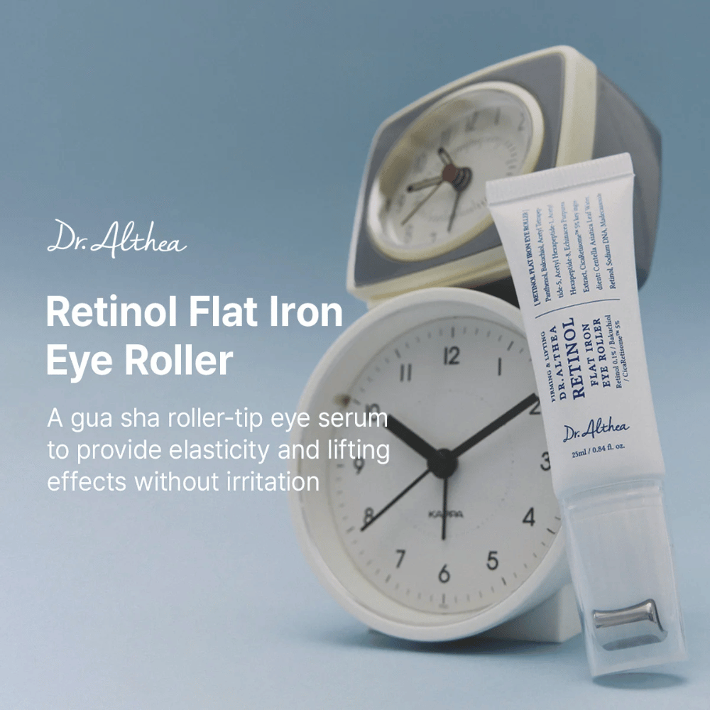 Dr. Althea Retinol Flat Iron Eye Roller Øyeserum med løftende effekt som styrker hudens elastisitet og gir et friskere utseende.