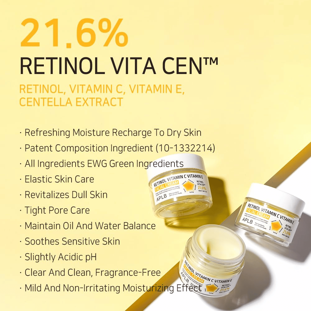 APLB Retinol Vitamin C Vitamin E Facial Cream med Retinol Vita Cen og hudpleieegenskaper