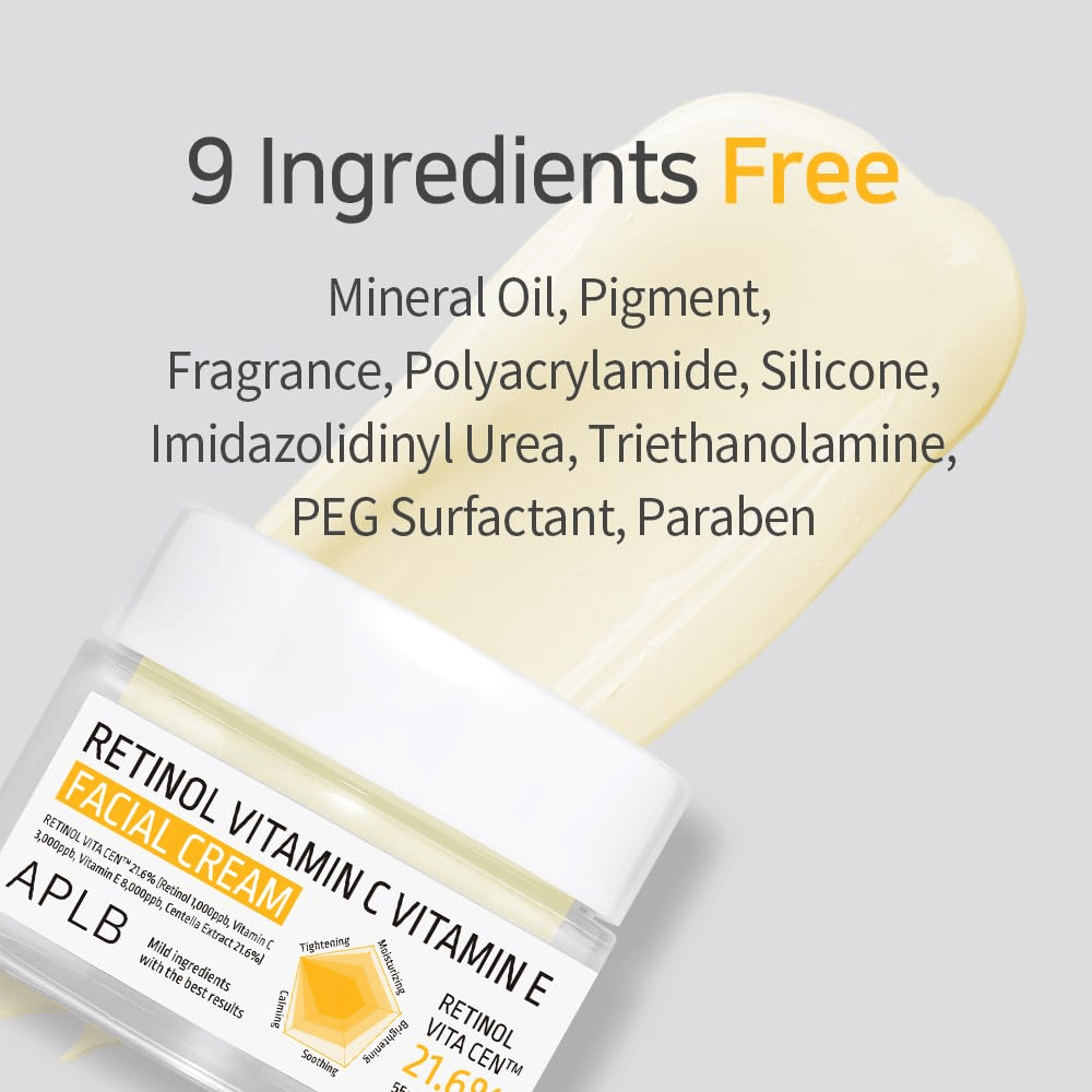 APLB Retinol Vitamin C Vitamin E Facial Cream fri for ni utvalgte ingredienser