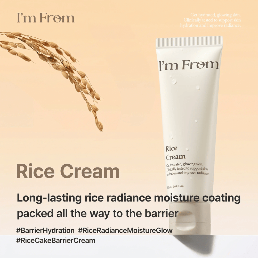 I'm From Rice Cream beriket med Yeoju-ris som fukter, mykgjør og gir huden naturlig glød