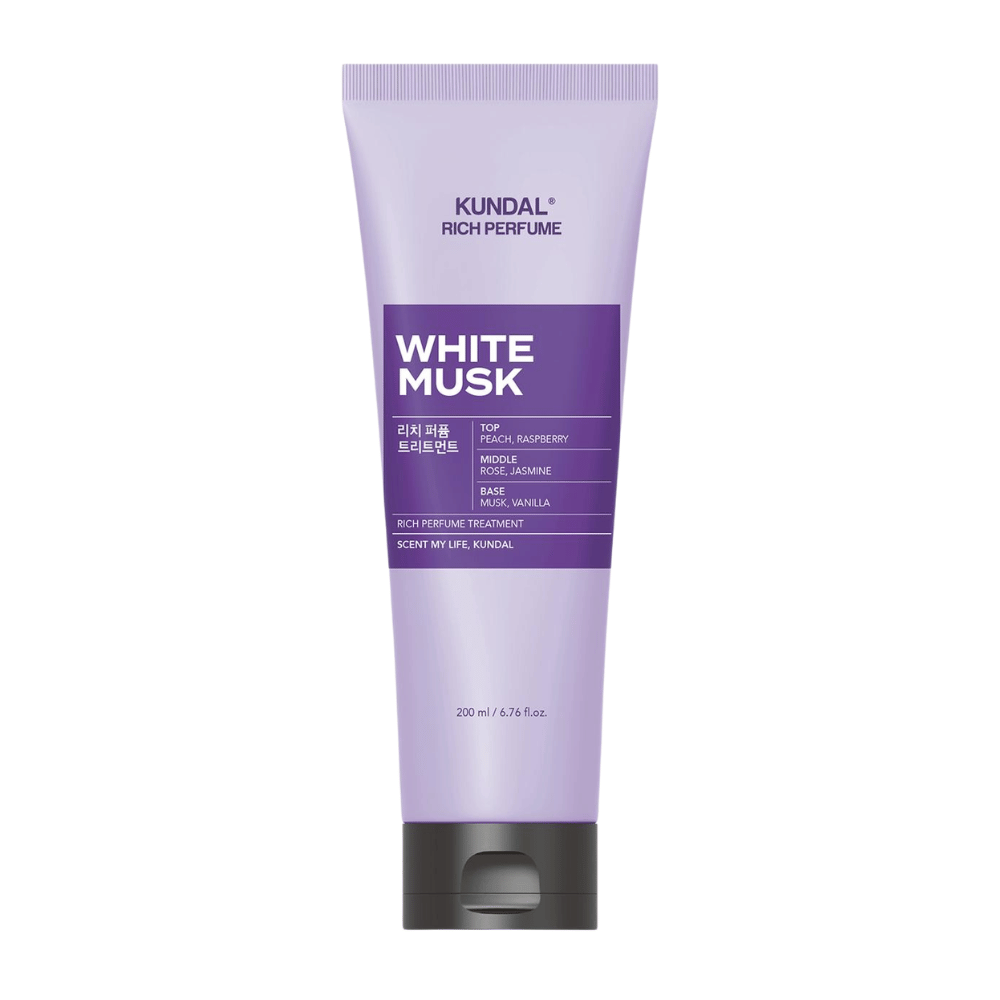 2. KUNDAL Rich Perfume Body Lotion White Musk 200 ml – fuktighetsgivende kroppslotion med duft av fersken, bringebær, rose, jasmin, musk og vanilje