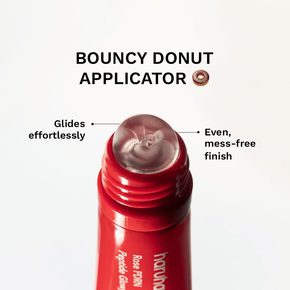 Haruharu Wonder Rose PDRN Peptide Glowy Balm – leppebalsam med rund applikator for jevn påføring
