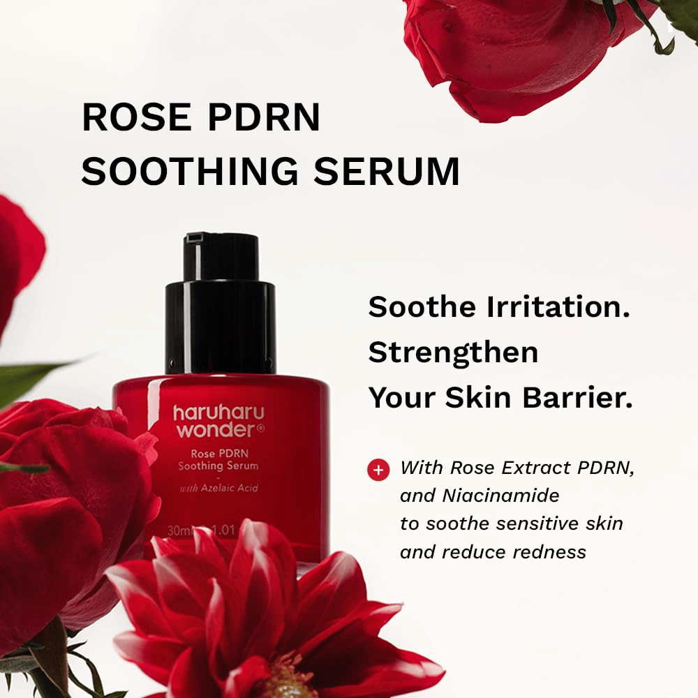 Haruharu Wonder Rose PDRN Soothing Serum med PDRN, azelainsyre og niacinamid for rødhet og hudbarriere