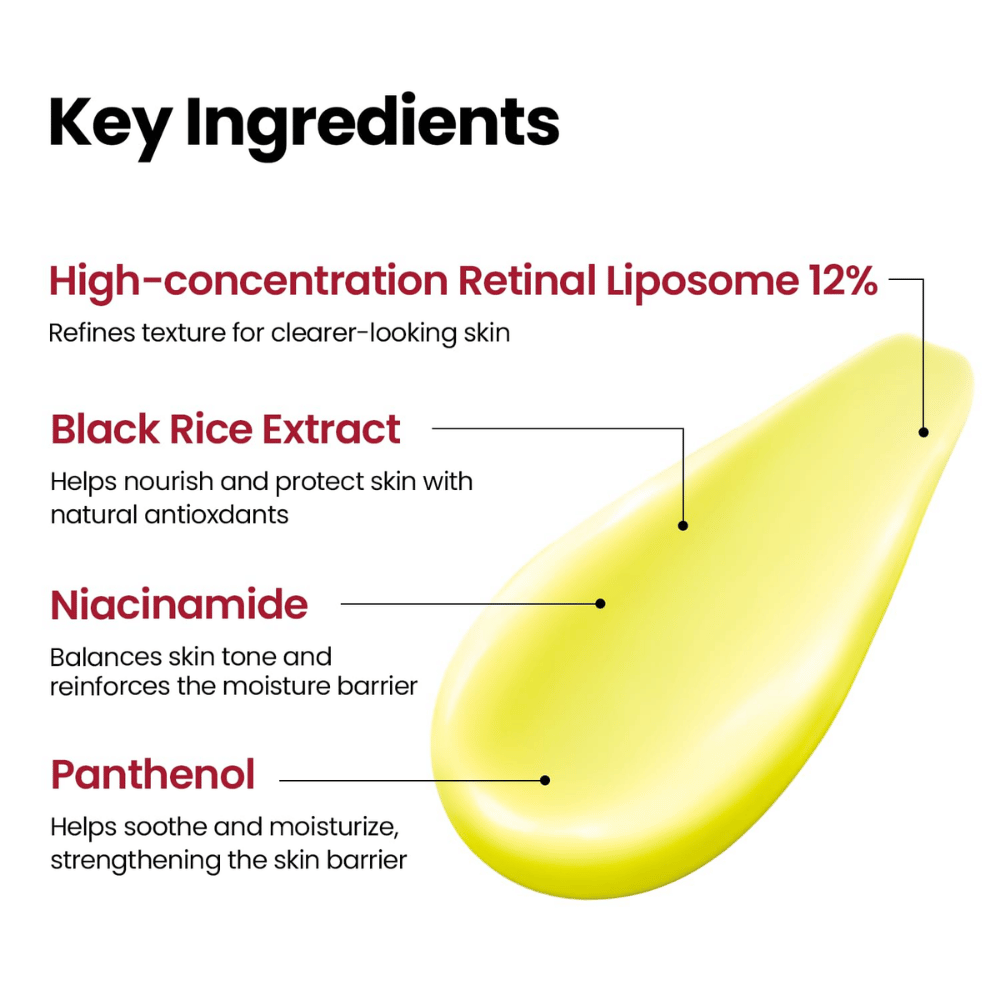 K-SECRET SEOUL 1988 Advanced Shot – konsentrert formel med Retinal Liposome 12 %, svart ris, niacinamid og panthenol.