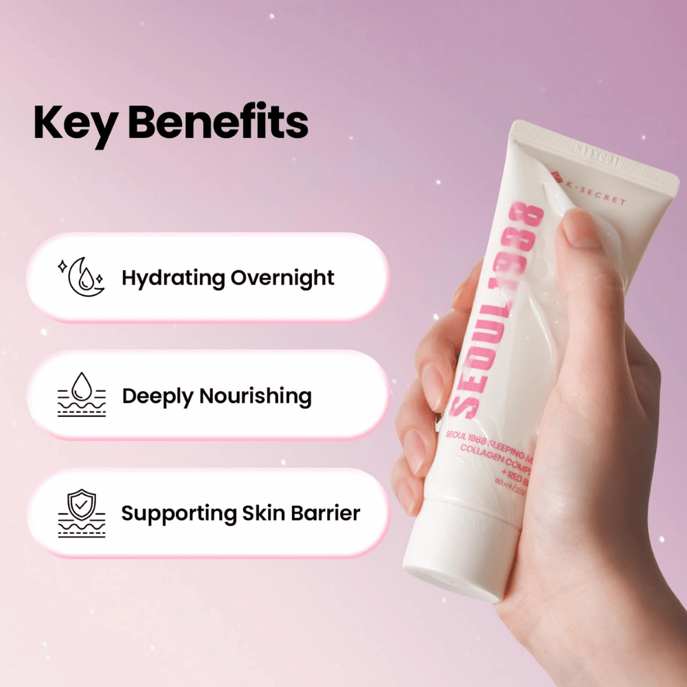 K-SECRET SEOUL 1988 Sleeping Mask – fuktgivende og nærende nattmaske som bidrar til å styrke hudbarrieren.