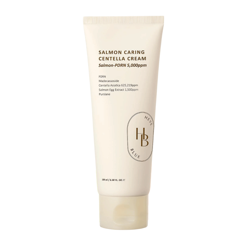 Salmon Caring Centella Cream med Salmon-PDRN 5,000ppm og Centella Asiatica – beroligende og styrkende ansiktskrem for tørr og sensitiv hud.
