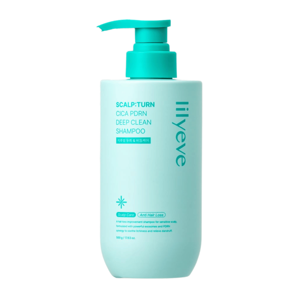 LILYEVE Scalp:Turn Cica PDRN Deep Clean Shampoo – dyprensende sjampo med Cica, PDRN og eksosomer som pleier hodebunnen og bidrar til sunnere hår.