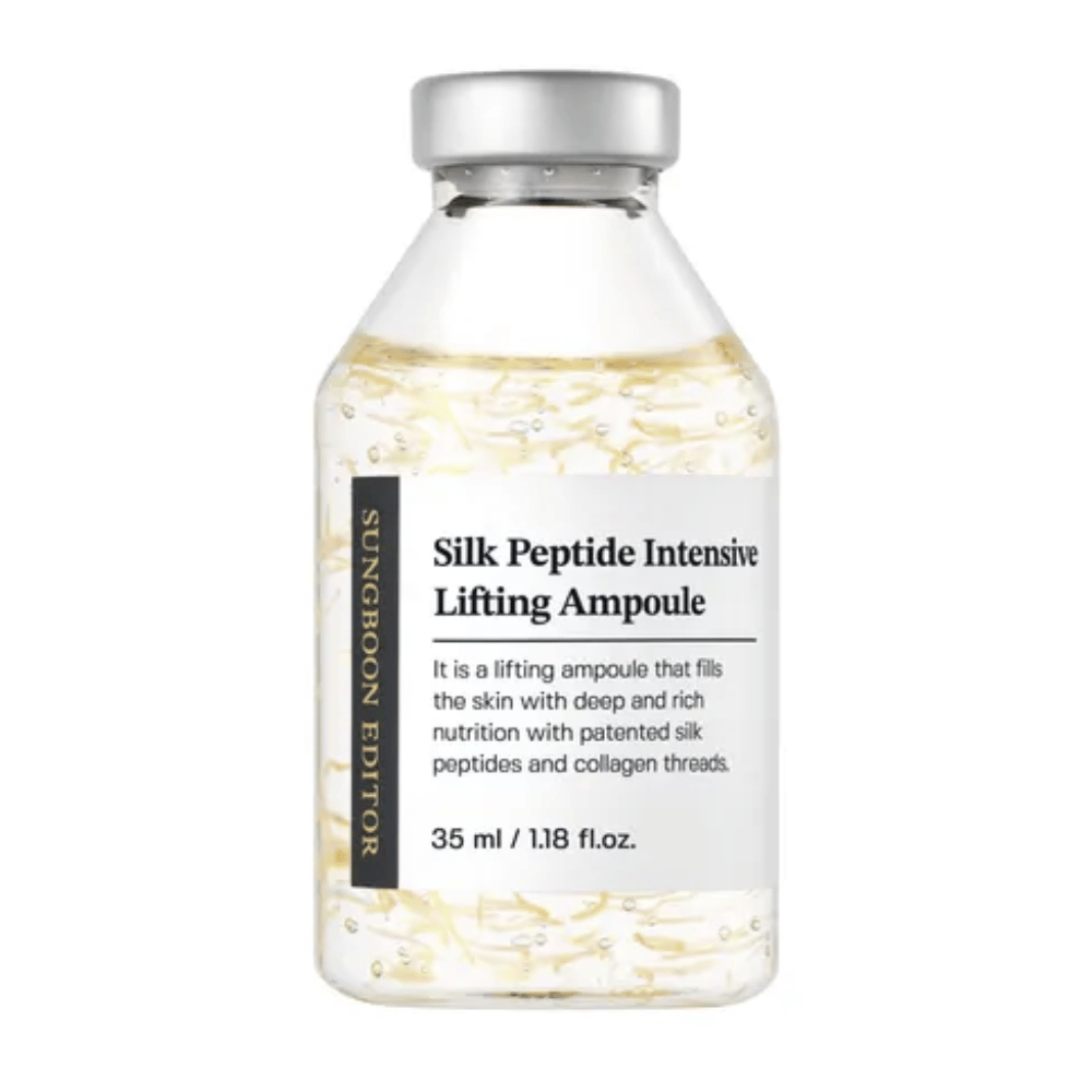 SUNGBOON EDITOR Silk Peptide Intensive Lifting Ampoule 35 ml ansiktsserum med kollagen og peptider for anti-age, fastere hud og forbedret hudstruktur.