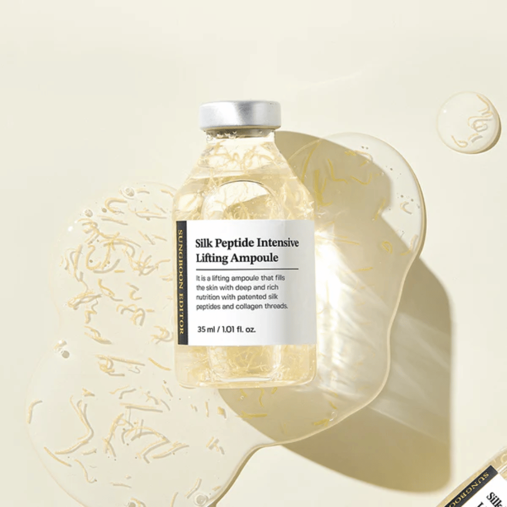 SUNGBOON EDITOR Silk Peptide Intensive Lifting Ampoule med silkepeptider i serum som gir dyp fuktighet, glød og oppstrammende effekt.