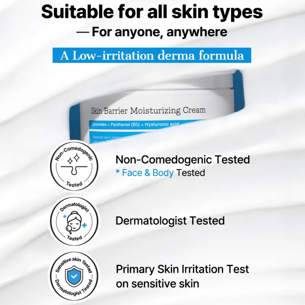 COSRX Skin Barrier Moisturizing Cream – dermatologisk testet, ikke-komedogen formula for sensitiv hud.