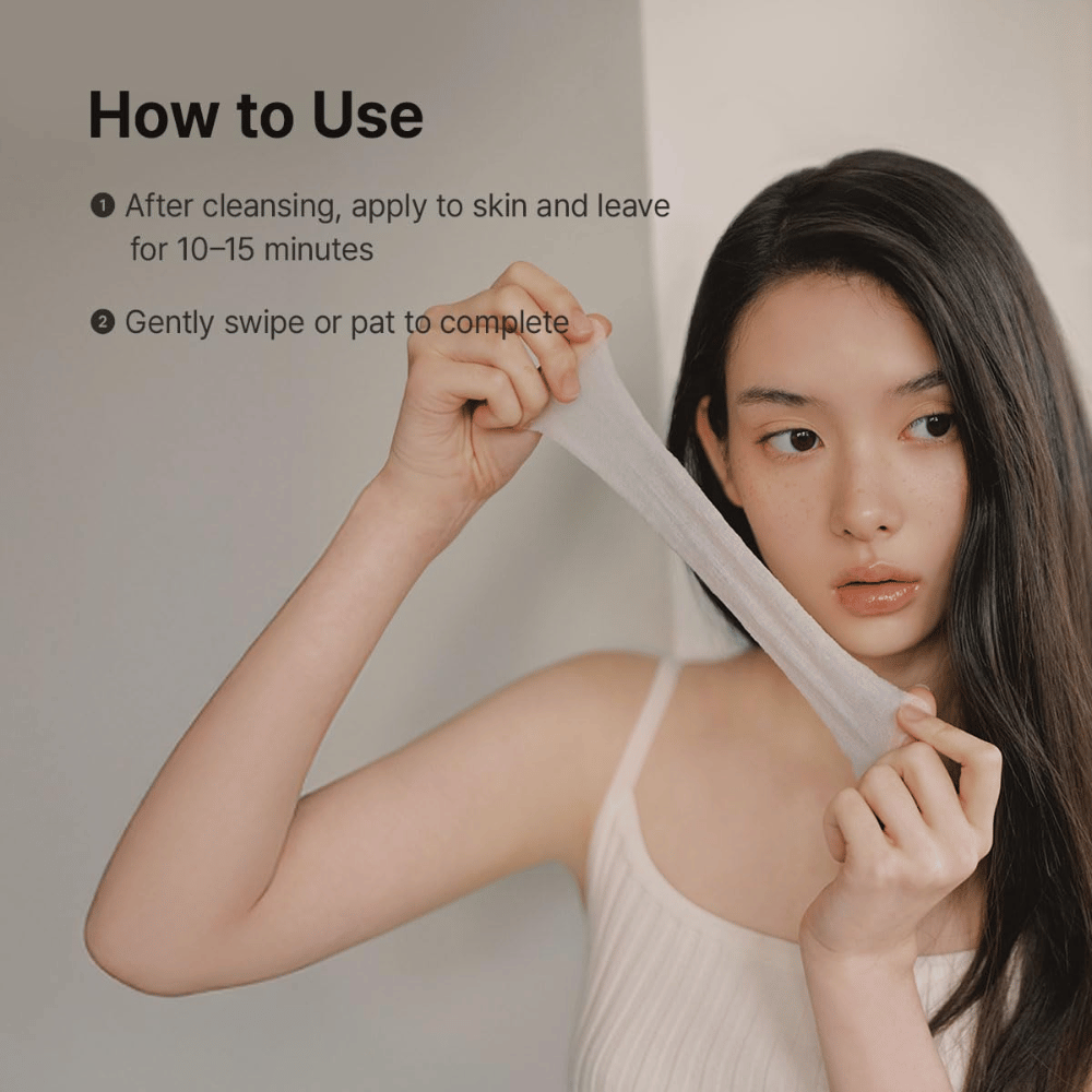 Bilde – bruk (how to use)
Dr. Althea Stretchfit Calming Pad brukes etter rens som beroligende ansiktsmaske som tilfører fuktighet og kjøler ned irritert hud.