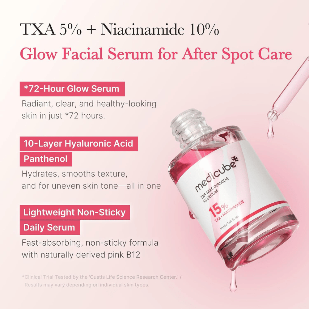 3. Medicube TXA Niacinamide 15 Serum – fuktighetsgivende ansiktsserum med hyaluronsyre og panthenol for jevnere hudtone og glød