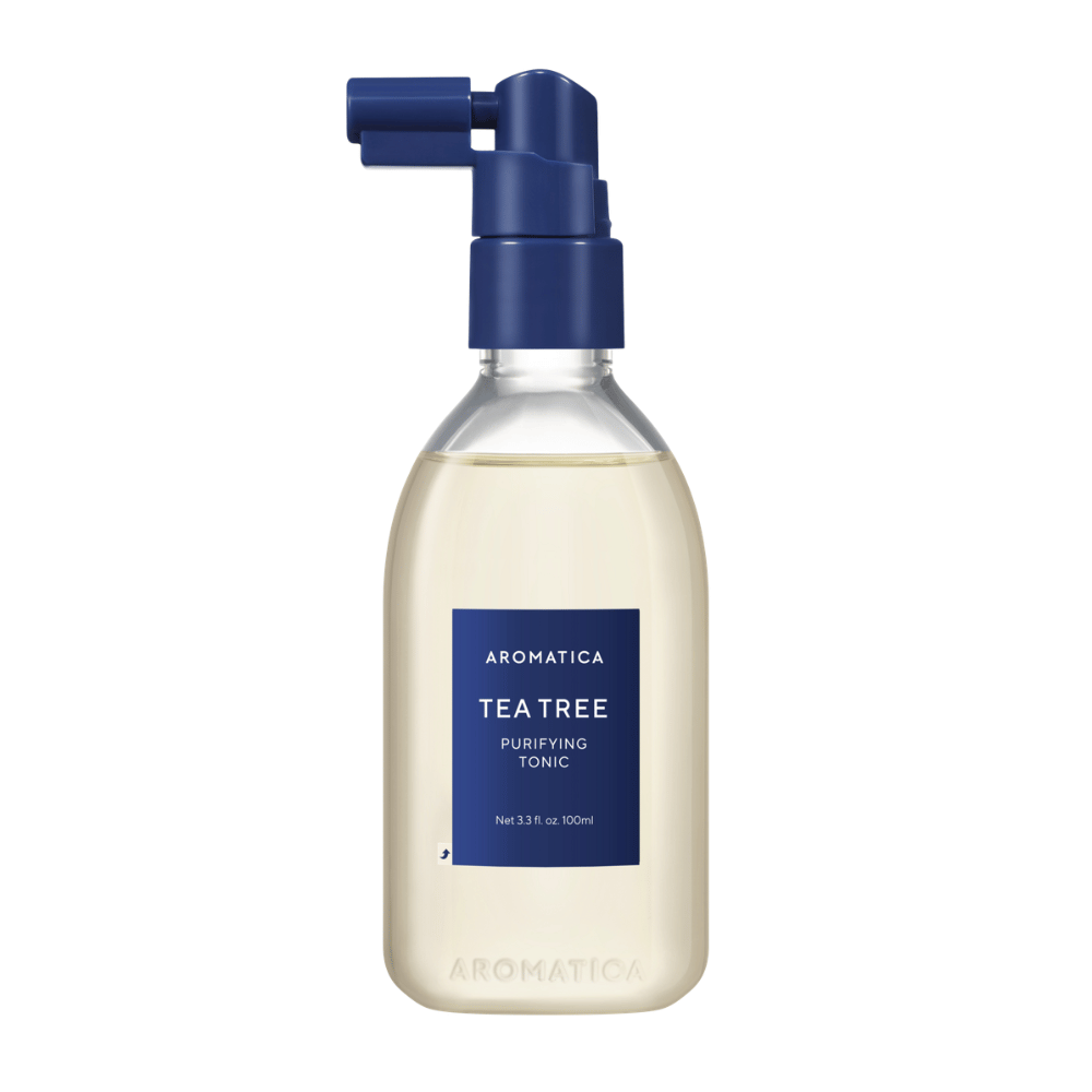 1. AROMATICA Tea Tree Purifying Tonic 100 ml – produktbilde av hodebunnstonic med spraymunnstykke