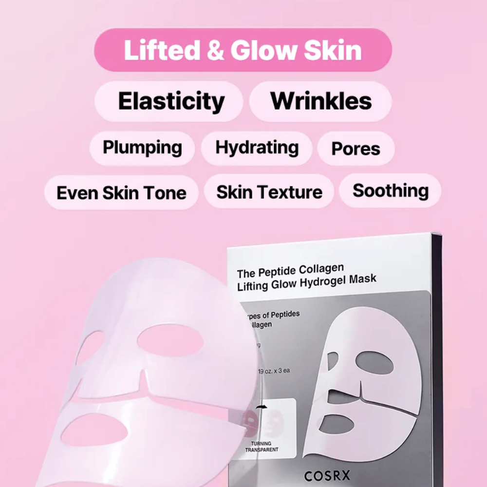 COSRX Peptide Collagen Mask – forbedrer elastisitet, fuktighet, hudtone og struktur for en jevn og glødende hud.