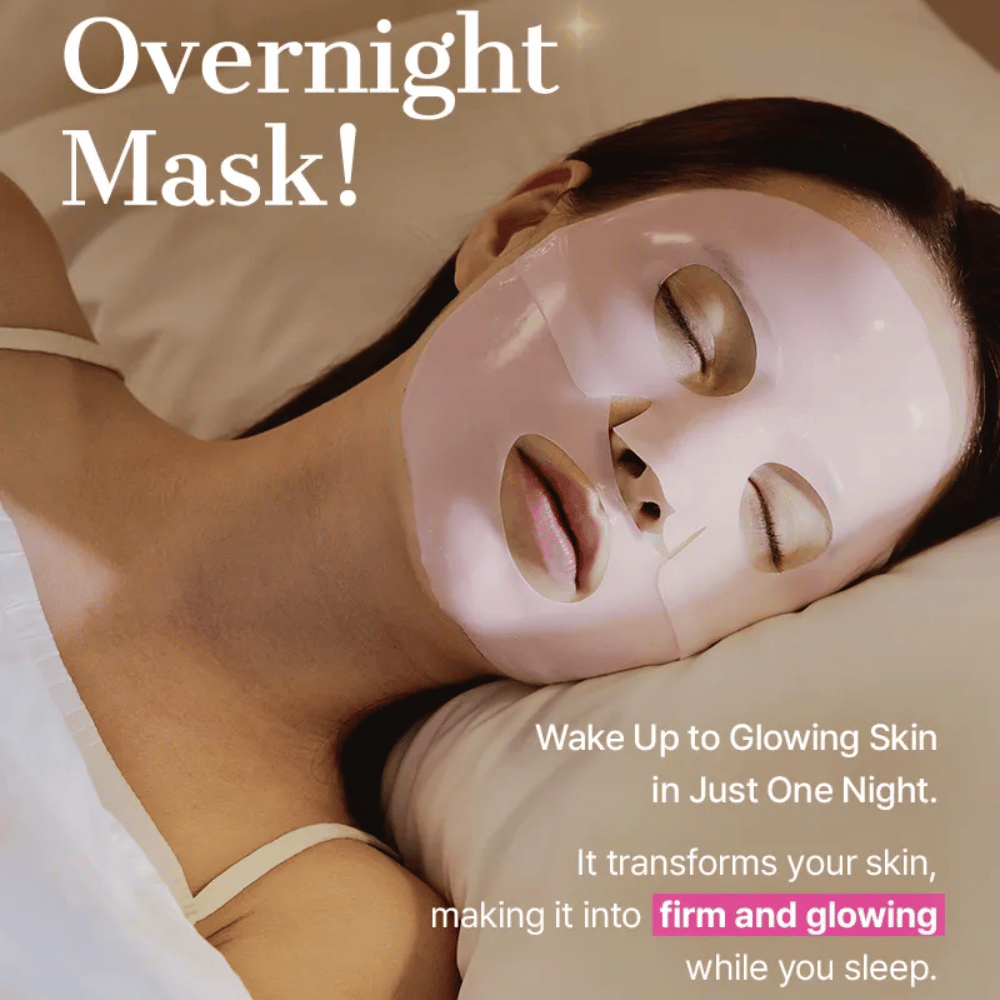 COSRX Peptide Collagen Hydrogel Mask brukt som nattmaske – fukter, strammer opp og gir glød gjennom natten.