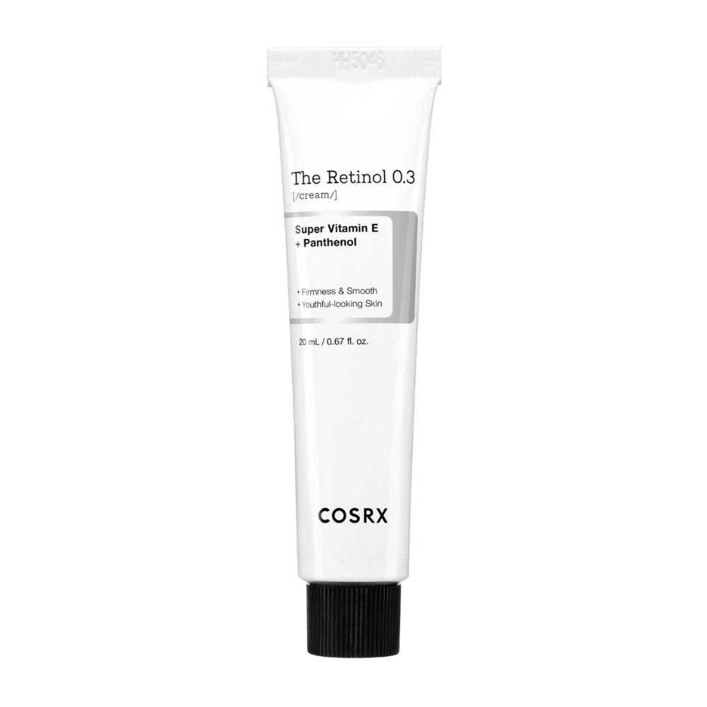 COSRX The Retinol 0.3 Cream inneholder 0,3% ren retinol, som forbedrer hudens fasthet og reduserer synligheten av fine linjer. Beriket med super vitamin E og panthenol, gir den en myk og ungdommelig hud. En perfekt løsning for den som vil bekjempe aldringstegn og fukte huden effektivt.