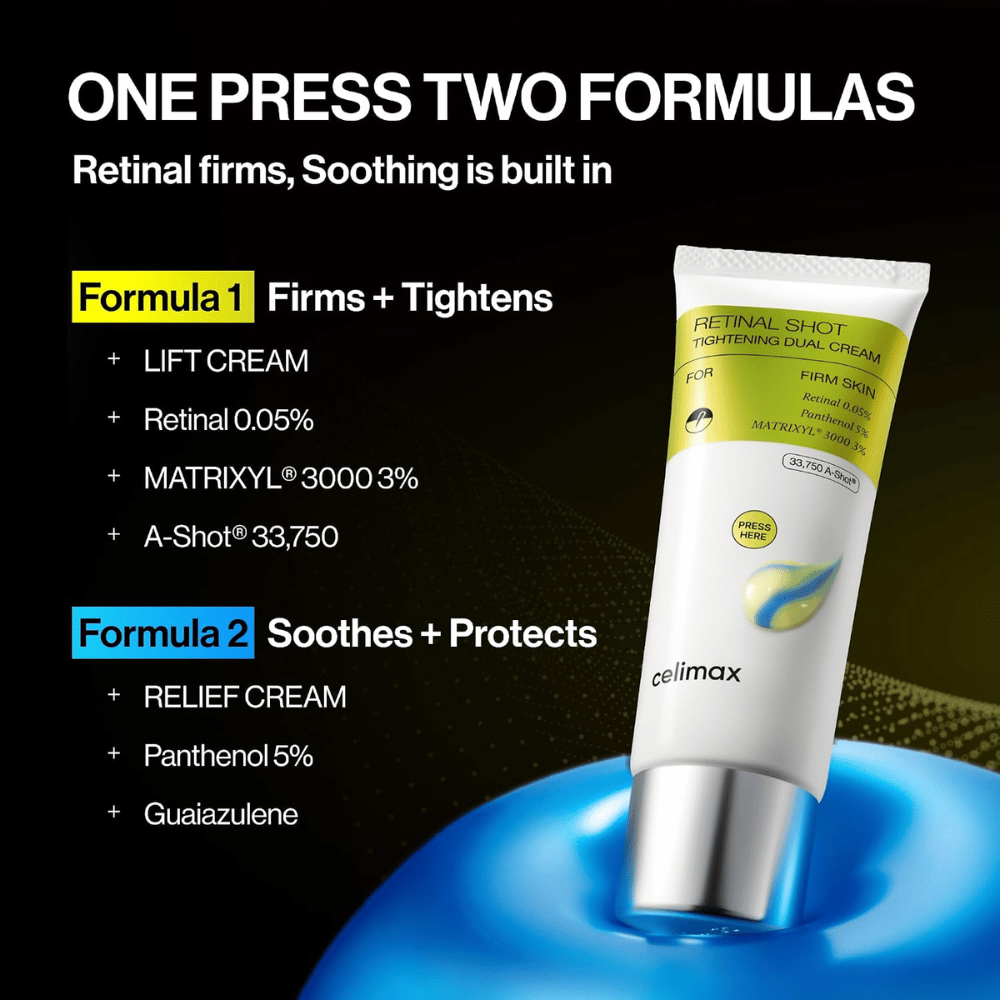 Celimax The Vita-A Retinal Shot Tightening Dual Cream – dobbel formel for oppstramming, fuktighet og beroligende hudpleie
