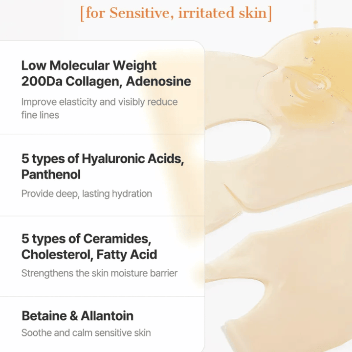 COSRX Alpha-Arbutin Discoloration Care Hydrogel Mask med ceramider, hyaluronsyre og panthenol – beroligende Sheet mask for sensitiv og irritert hud.