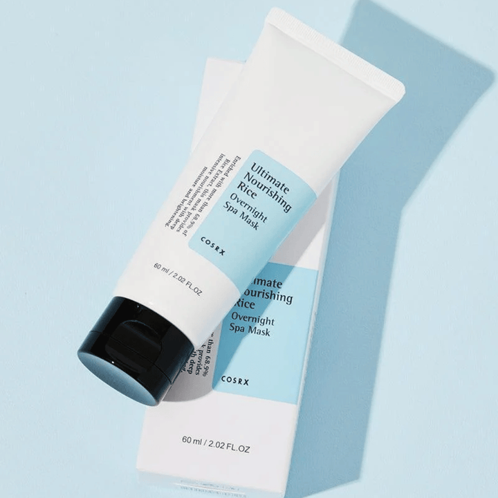 COSRX Ultimate Nourishing Rice Overnight Spa Mask med eske 60 ml nærende nattmaske for jevnere hudtone