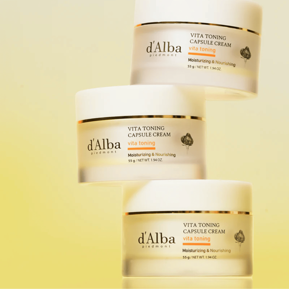 d'Alba Vita Toning Capsule Cream produktbilde – koreansk ansiktskrem med vitaminkapsler som hjelper til med å forbedre hudens glød og elastisitet.