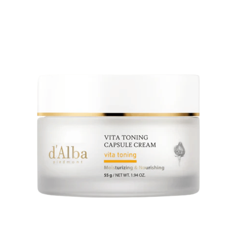 d'Alba Vita Toning Capsule Cream ansiktskrem – koreansk glød-krem med vitaminkapsler som hjelper til med å fukte huden og gi en jevnere, mer strålende hudtone.