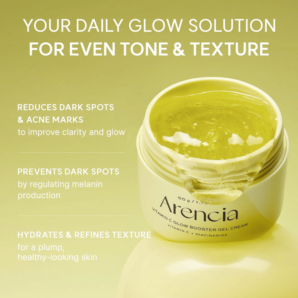 Arencia Vitamin C Glow Booster Gel Cream – gelkrem mot mørke flekker, aknemerker og ujevn hudtone
