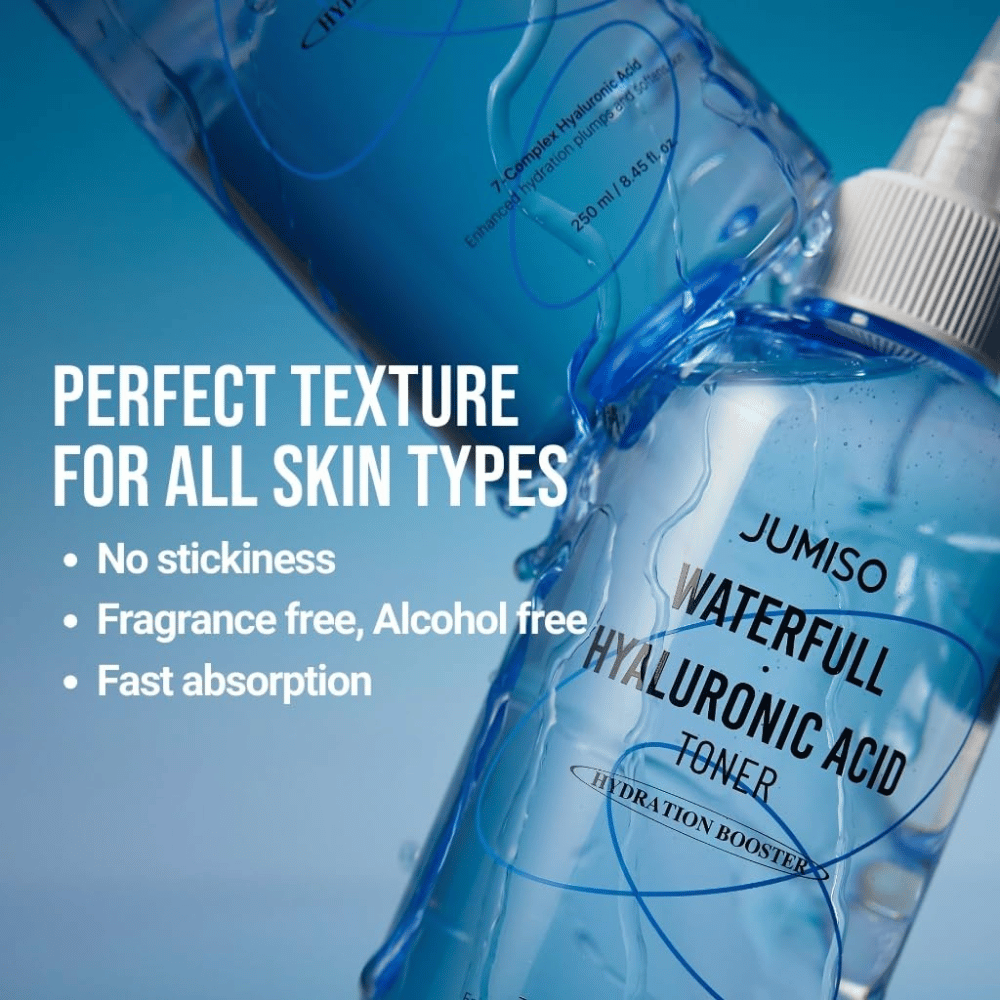 Jumiso Waterfull Hyaluronic Acid Toner – fuktighetsgivende hyaluronsyre toner uten parfyme og alkohol, raskt absorberende ansiktsvann for alle hudtyper
