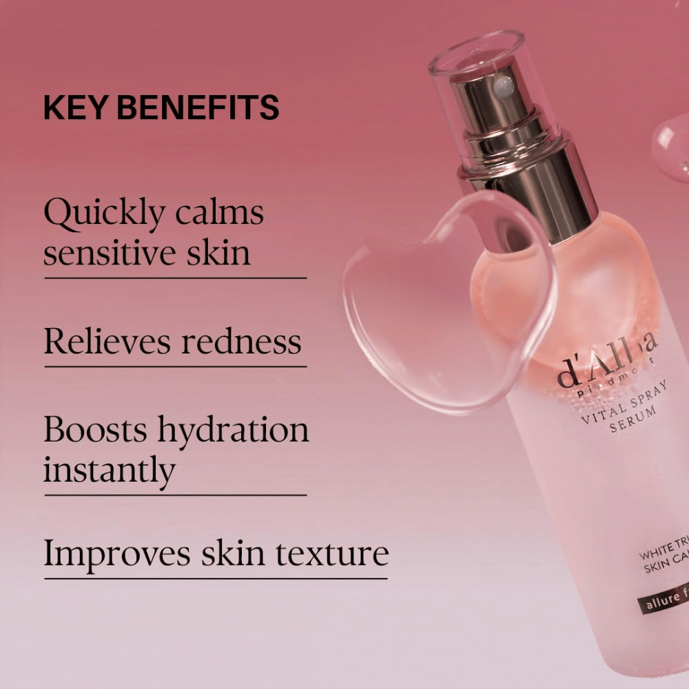 d'Alba White Truffle Vital Spray Serum – beroligende serummist for sensitiv hud, rødhet og fuktighet