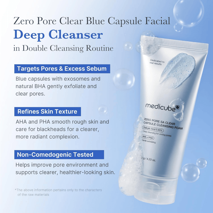Medicube Zero Pore SA Clear Capsule Cleansing Foam – dyprensende ansiktsrens som balanserer talg og forbedrer hudstruktur.