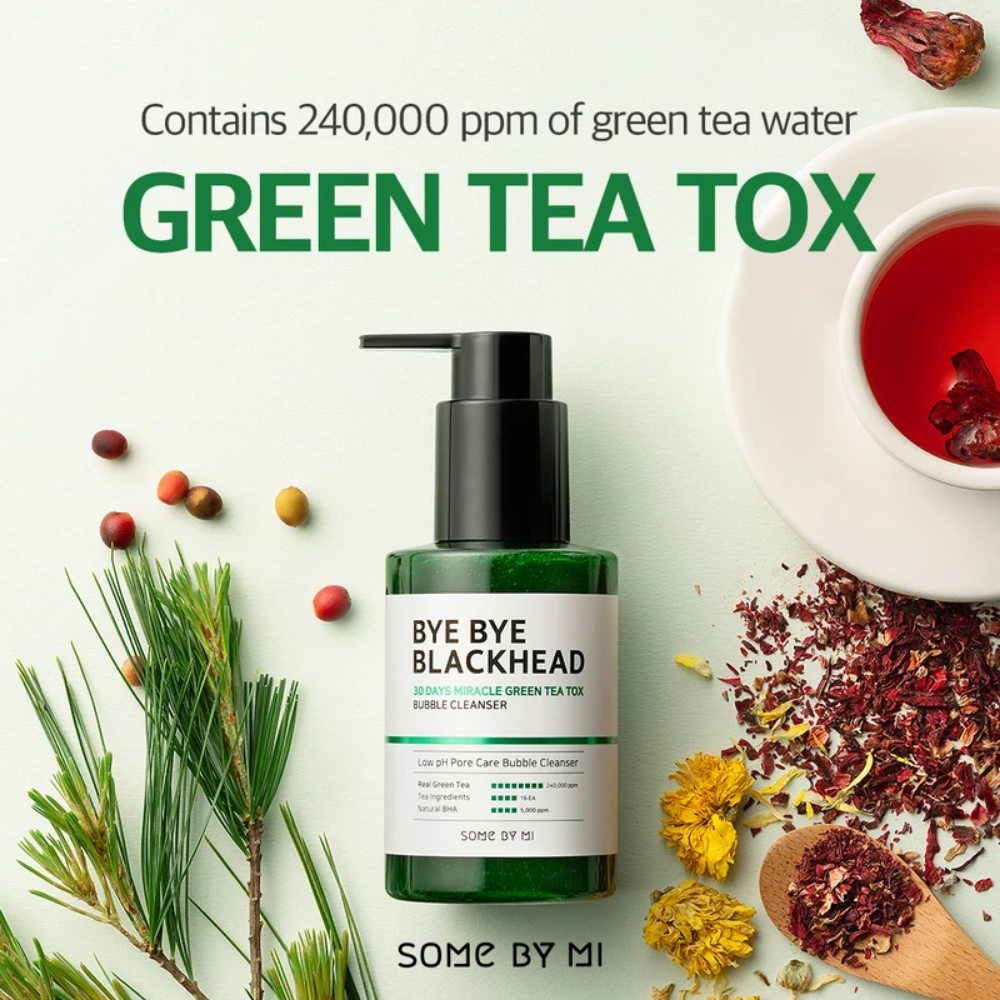 SOME BY MI Bye Bye Blackhead 30 Days Miracle Green Tea Tox Bubble Cleanser 120g hudrengjøring.