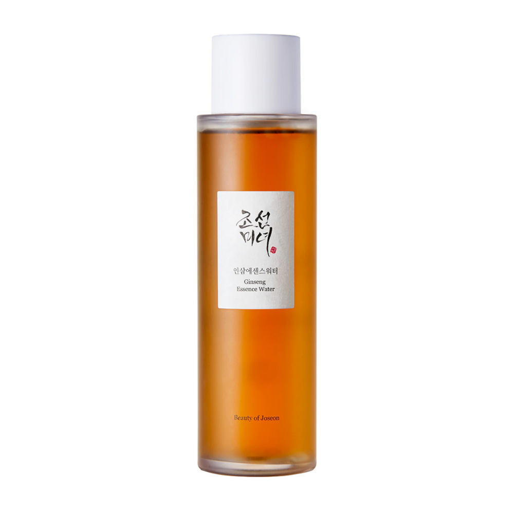 En flaske Beauty of Joseon Ginseng Essence Water 150ml på hvit bakgrunn.