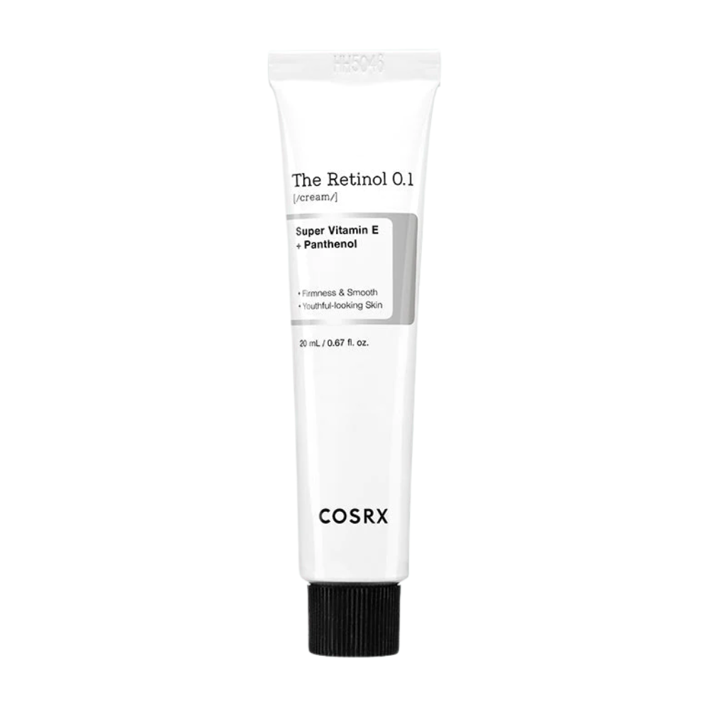 En tube COSRX Retinol 0.1 Cream 20ml på hvit bakgrunn.
